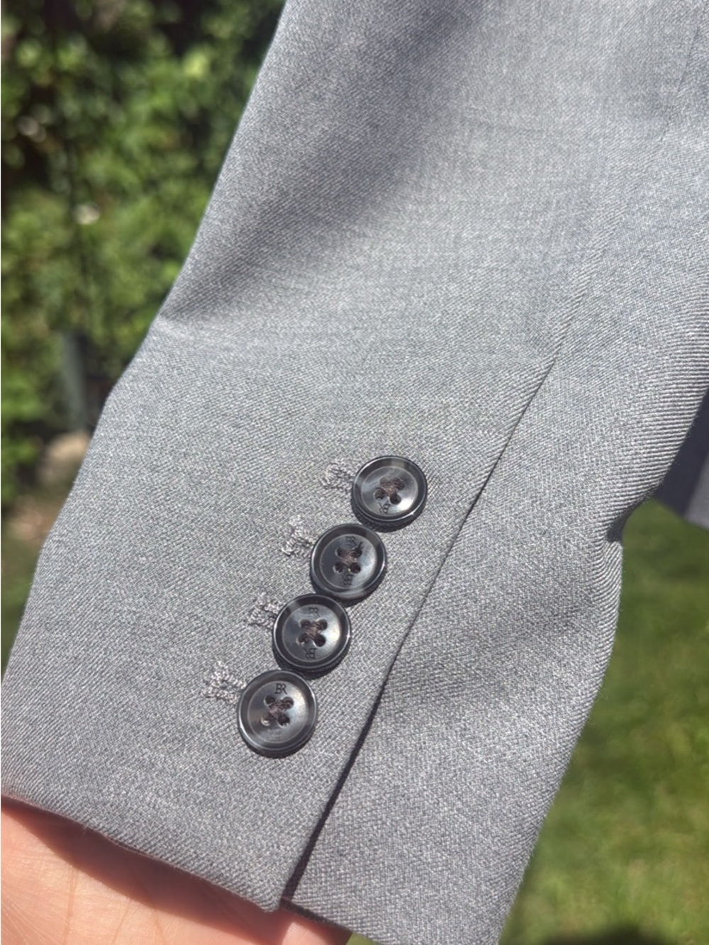 Gray Women’s Suit Jacket Sleeve with Four Buttons